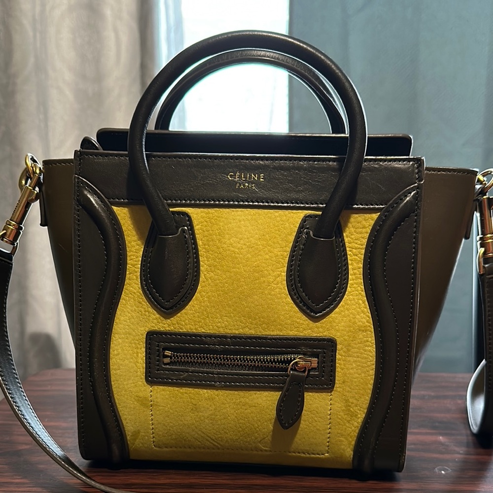Celine Mini Yellow and Green Satchel Bag